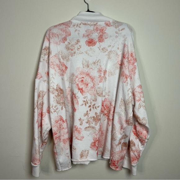 Aerie White Pink Floral Quarter Zip Sweater Size xxl Women - Picture 5 of 8